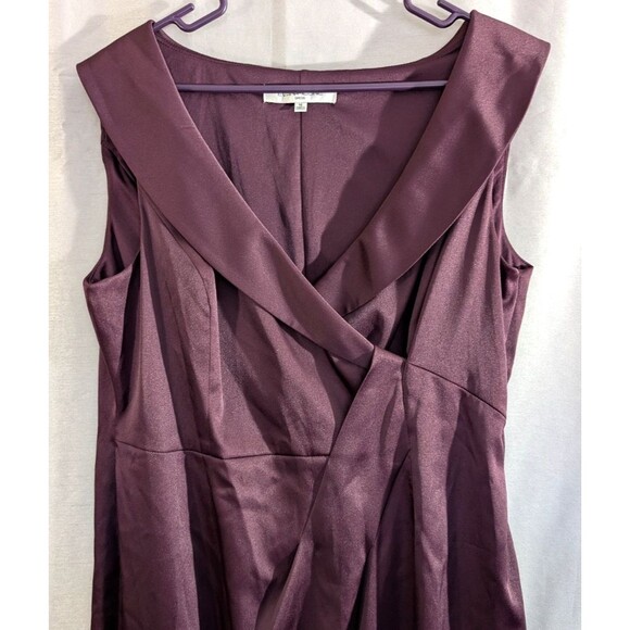 Evan Picone Dress Sz 16 Shawl Collar Red Wine Color Elegant Holiday Festive - Picture 12 of 16